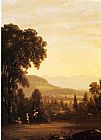 Village Landscape in Morning Light Paintings - Landscape with Village in the Distance by Sanford Robinson Gifford